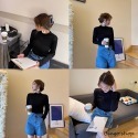 💖超柔軟💖莫代爾微高領長袖上衣 打底衣 打底衫 半高領上衣 素色上衣 內搭上衣 長袖t恤 棉質上衣-規格圖11