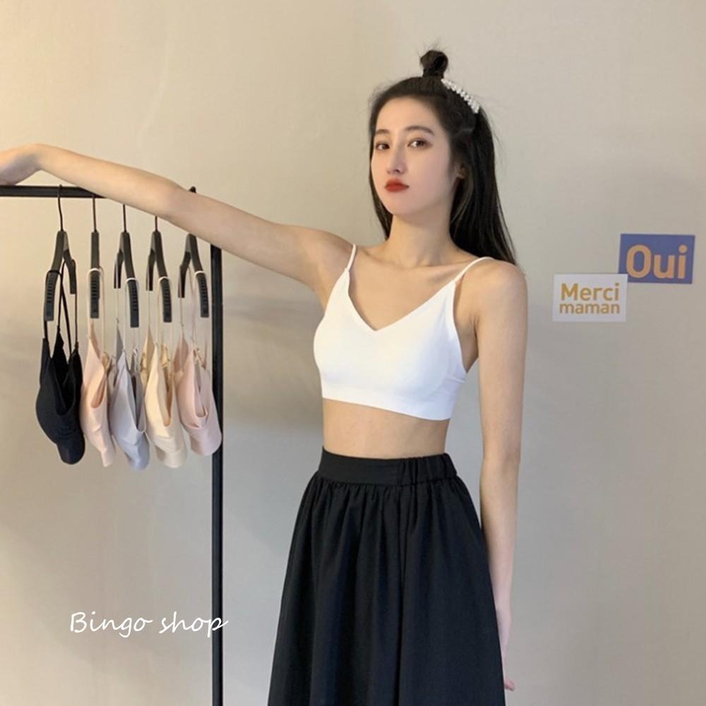 柔滑冰絲 小可愛內衣  性感美背細肩背心 胸墊小可愛 無痕內衣 Bra top【IS-210305】-細節圖2