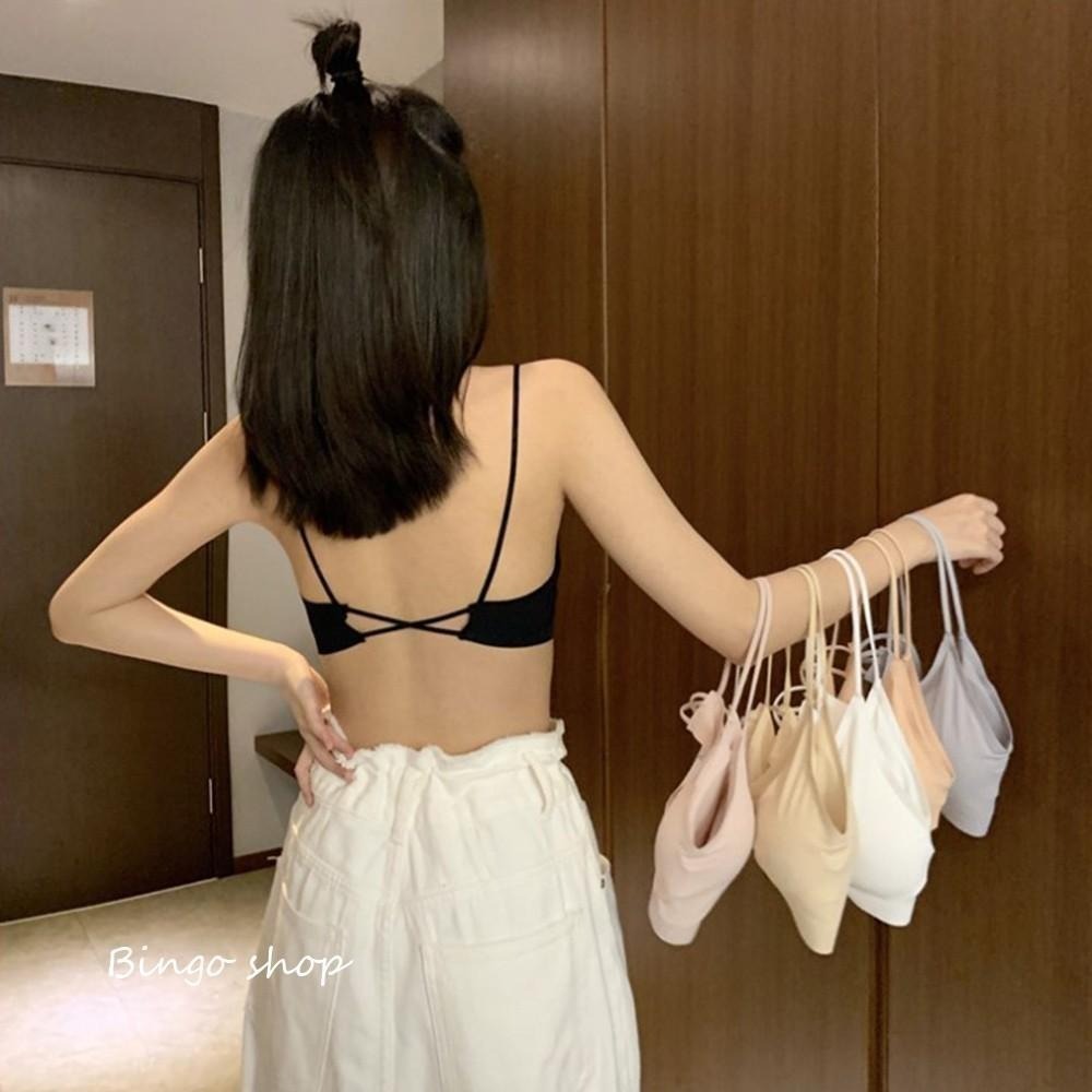 柔滑冰絲 小可愛內衣  性感美背細肩背心 胸墊小可愛 無痕內衣 Bra top【IS-210305】-細節圖3
