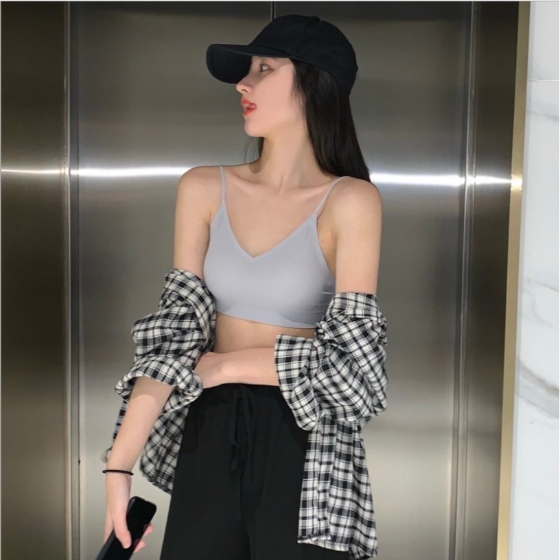 柔滑冰絲 小可愛內衣  性感美背細肩背心 胸墊小可愛 無痕內衣 Bra top【IS-210305】-細節圖4