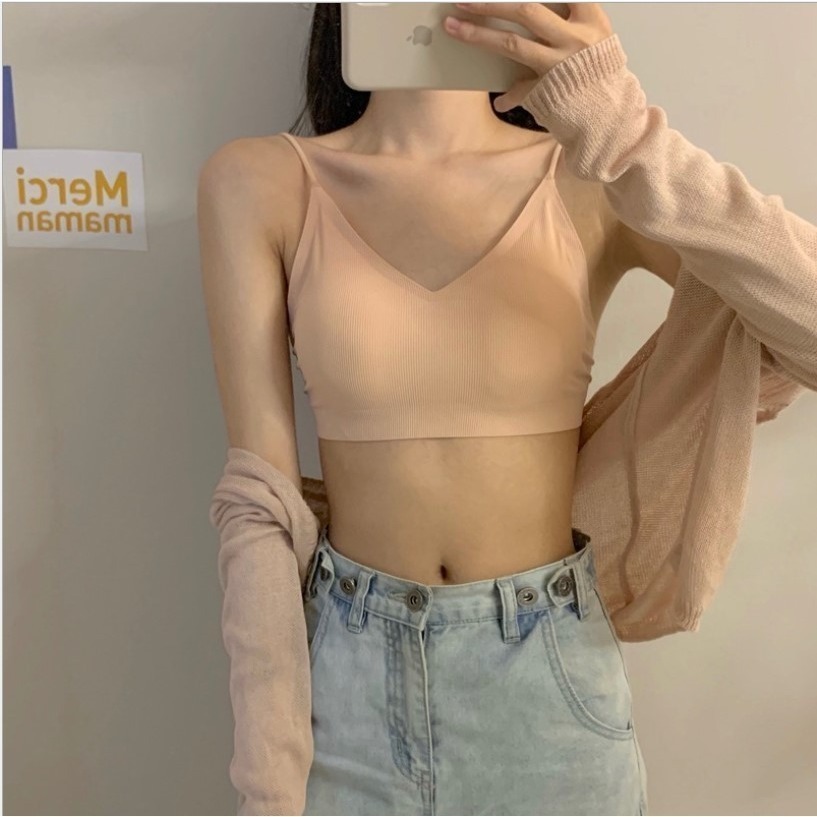 柔滑冰絲 小可愛內衣  性感美背細肩背心 胸墊小可愛 無痕內衣 Bra top【IS-210305】-細節圖5