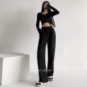 高腰直筒垂感休閒西裝褲 韓版俐落黑褲 闊腿褲 垂感寬 高腰長褲 休閒褲 長褲【FG-230901】-規格圖10