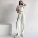 高腰直筒垂感休閒西裝褲 韓版俐落黑褲 闊腿褲 垂感寬 高腰長褲 休閒褲 長褲【FG-230901】-規格圖10