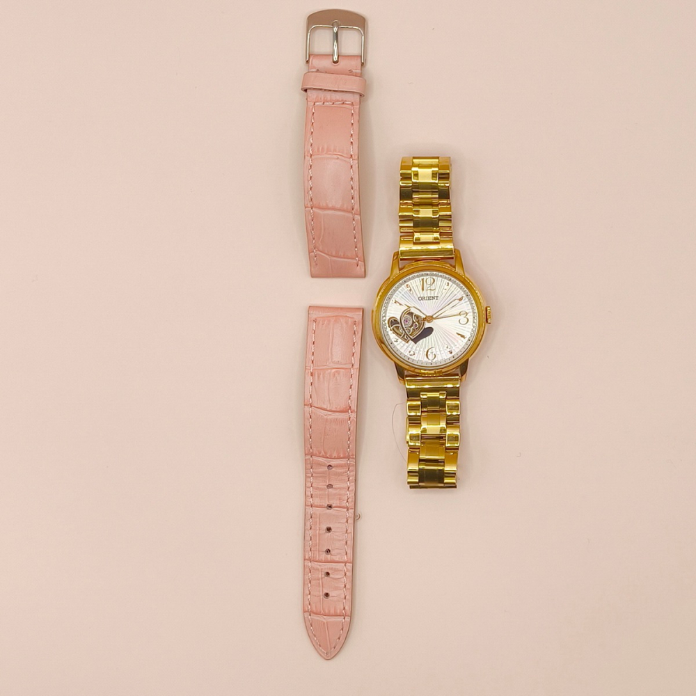 Orient 東方錶半鏤空開芯系列 / 女用款 / 心形窗 / 自動機械錶 / 小金錶-細節圖2