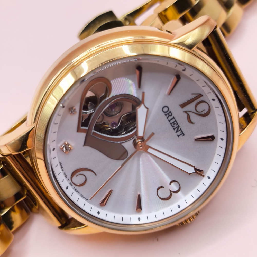 Orient 東方錶半鏤空開芯系列 / 女用款 / 心形窗 / 自動機械錶 / 小金錶-細節圖3