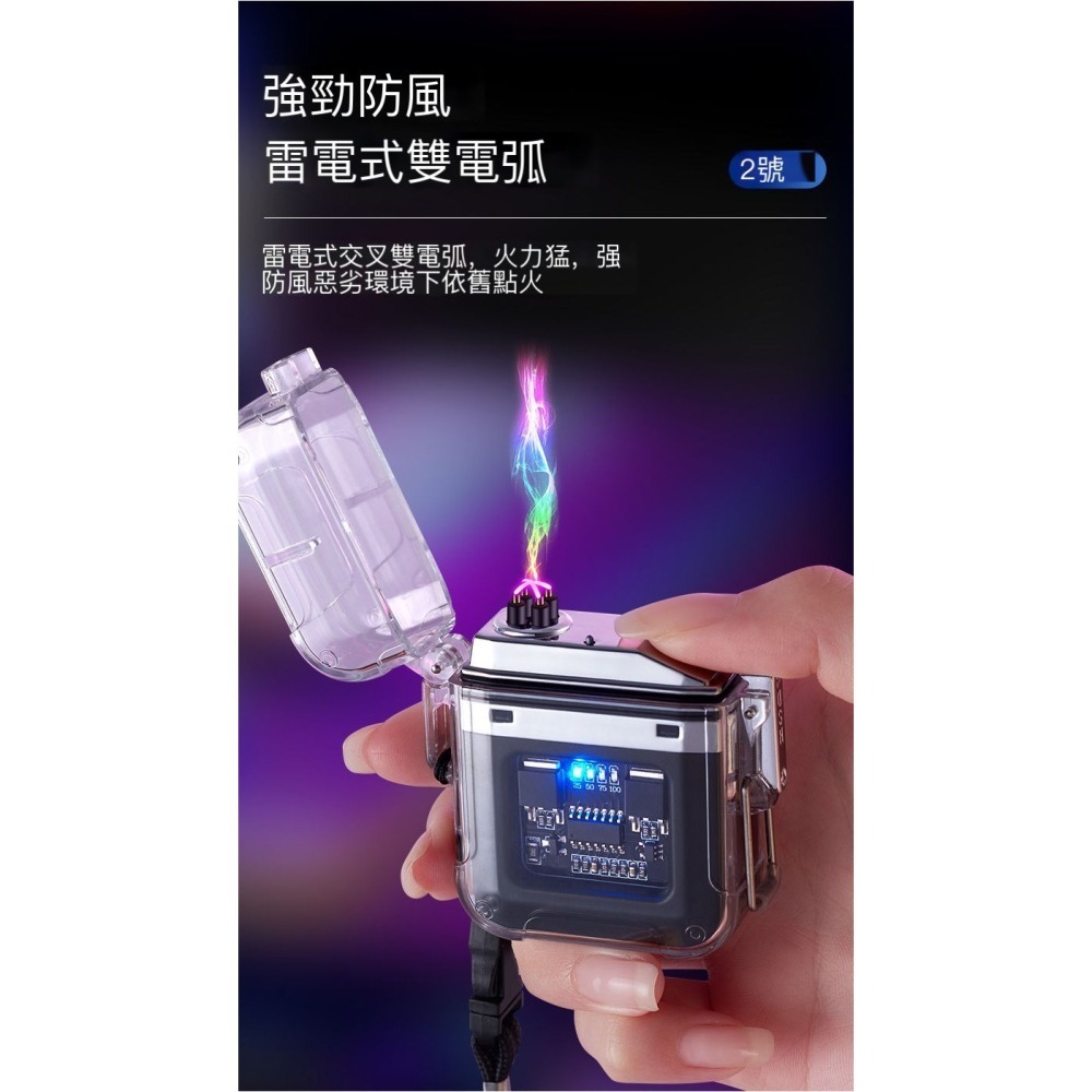 懷錶升級版 台灣現貨！帶燈光防水雙電弧USB Type-C 打火機高顏值-細節圖2