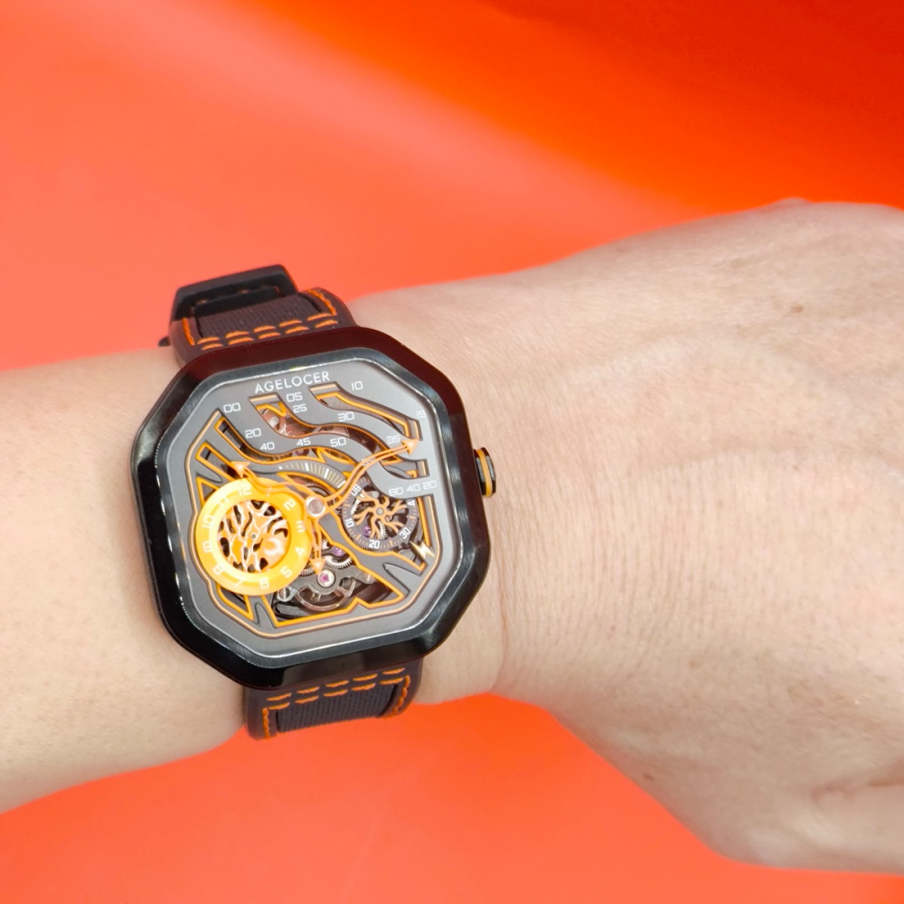AGELOCER艾戈勒原創火山錶 / 鏤空機械錶 / 三針分離 / 校正錶-細節圖4
