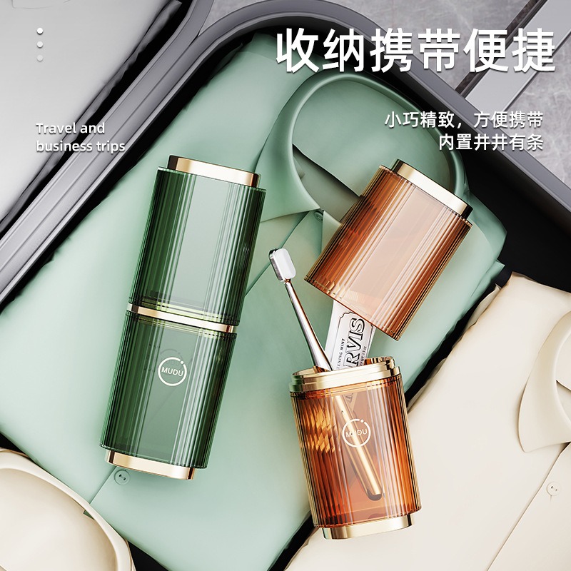 【熱賣|限時下殺價】簡約輕奢風！2025新款旅行洗漱套裝 / 香皂盒 / 牙刷盒 /收納盒 / 便攜式刷牙三合一漱口杯-細節圖6