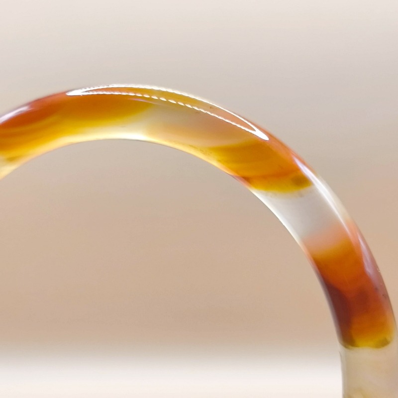 天然瑪瑙手環 17.5圍｜紅褐系漸層紋理｜細版圓鐲｜實拍現貨-細節圖3