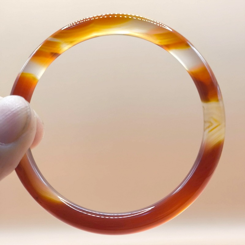 天然瑪瑙手環 17.5圍｜紅褐系漸層紋理｜細版圓鐲｜實拍現貨-細節圖4