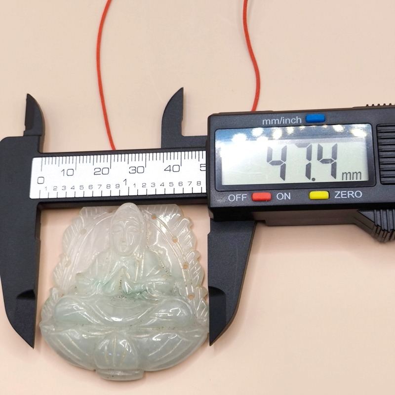 老件收藏｜早期市場稱「大陸玉」觀音玉佩｜約三十年前流通｜白潤玉質・傳統實戴款-細節圖5