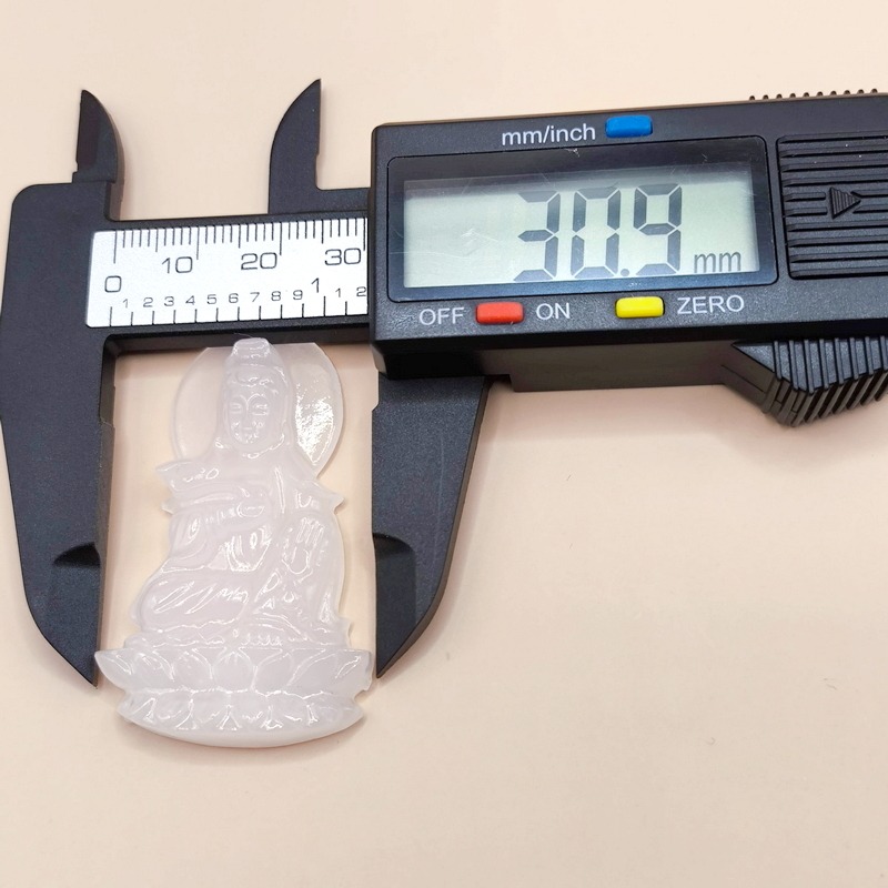 老件收藏｜早期市場稱「大陸玉」觀音玉佩｜約三十年前流通｜白潤玉質・傳統實戴款-細節圖2