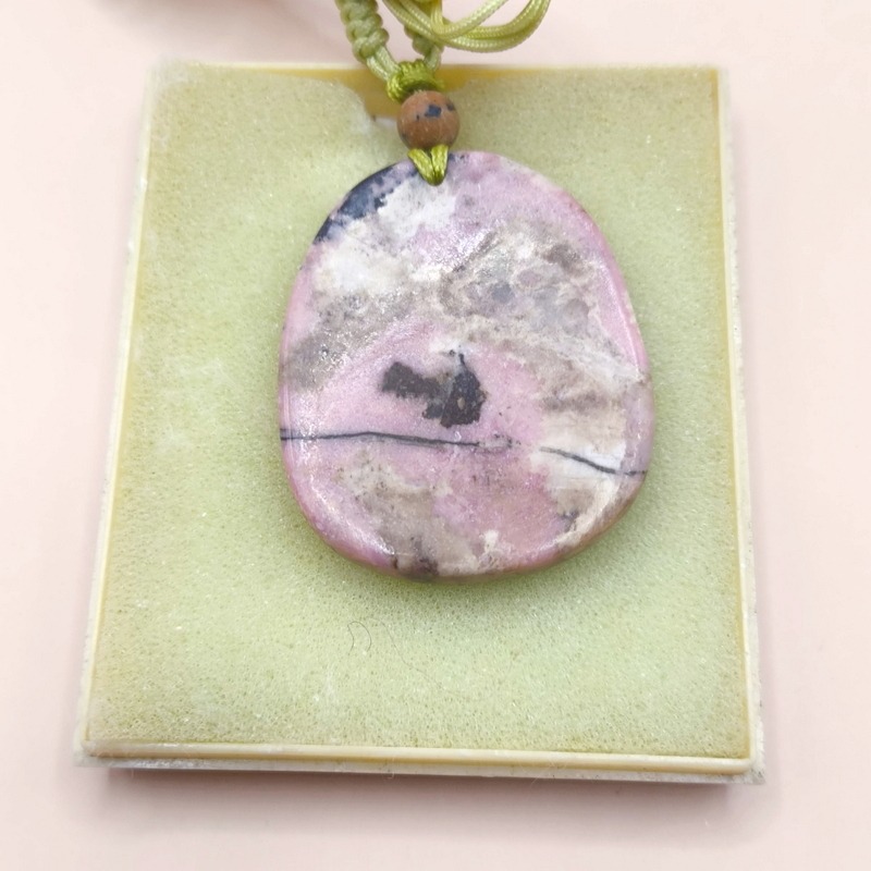 台灣花蓮老礦玫瑰石圓牌｜早期收藏礦料・天然礦紋唯一件-細節圖3