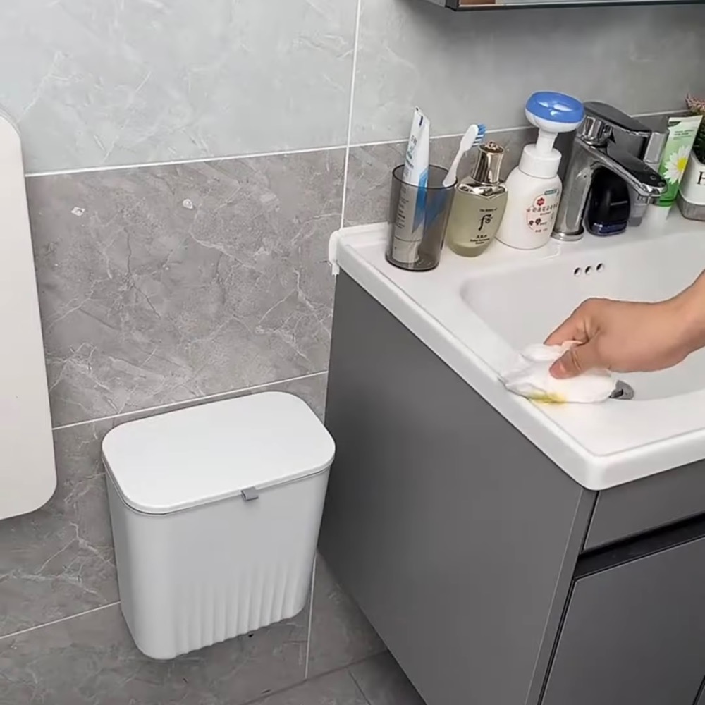 滑蓋式壁掛垃圾桶 《愛優品》新款廚房垃圾桶收納桶 家用衛生間浴 室大容量 翻蓋壁掛式滑蓋垃圾桶-細節圖2