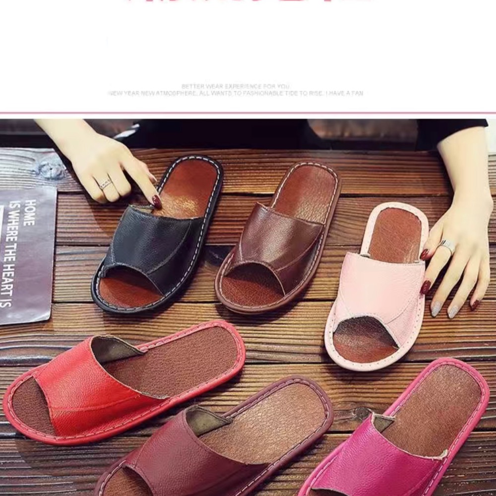 《愛優品》真皮拖鞋#頭層牛皮#日式居家室内地板防滑皮拖鞋#防臭家拖鞋-細節圖4