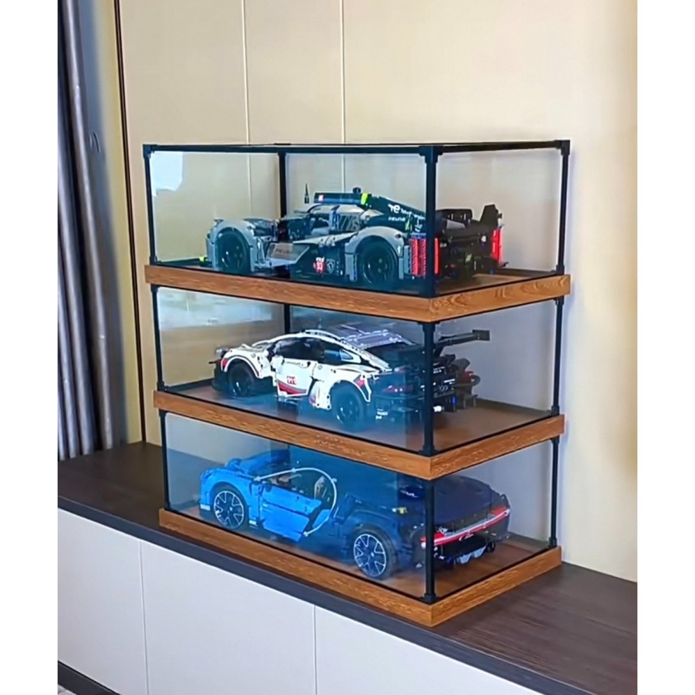 【樂GO】現貨樂高 LEGO 42206 42207 42171 42141 壓克力 展示盒 合金框架 木紋底座 高質感-細節圖2