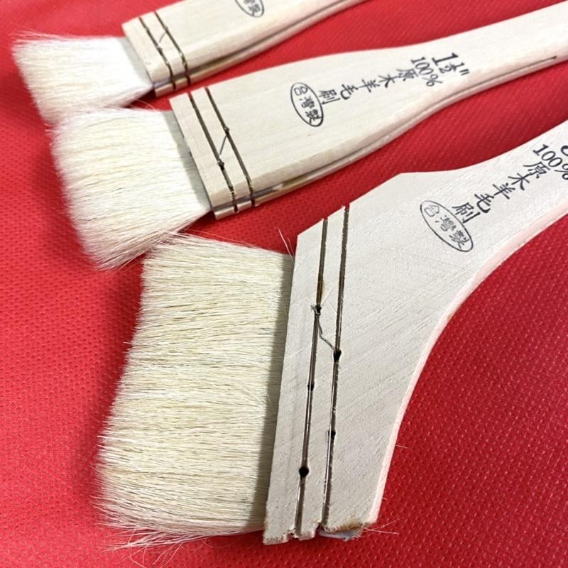 【福氣烘焙】台灣製原木羊毛刷 3規種格 手工羊毛刷 木柄毛刷 烘焙器具-細節圖3