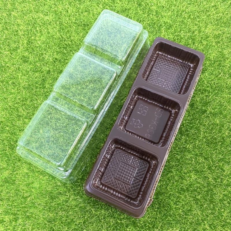 【福氣烘焙】<台灣製>3粒蛋黃酥盒*10組 210*75mm  透明塑膠盒 需訂書針,膠帶封口-細節圖2