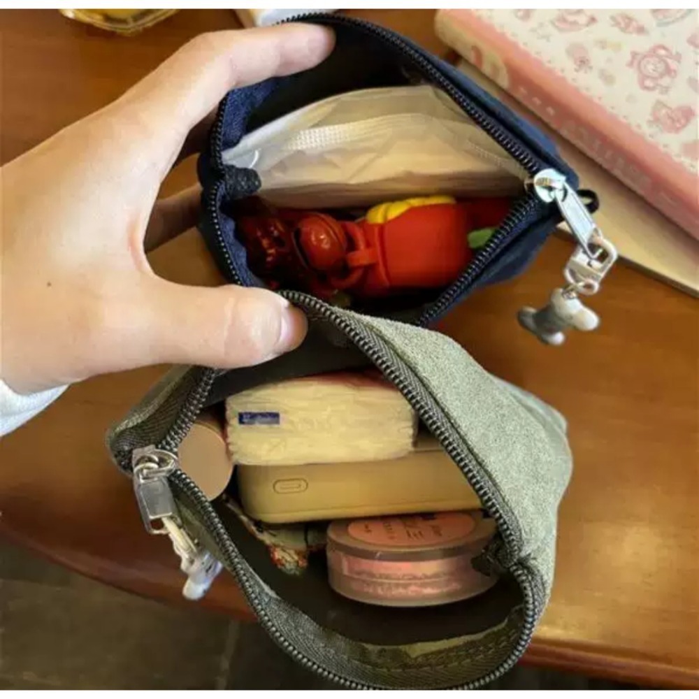 【現貨×1+預購】收納包 小包包 旅行  麂皮 絨臘 腸狗卡包 收納包外出 隨身包 耳機 口紅 收納包_花花兒雜貨商城-細節圖2