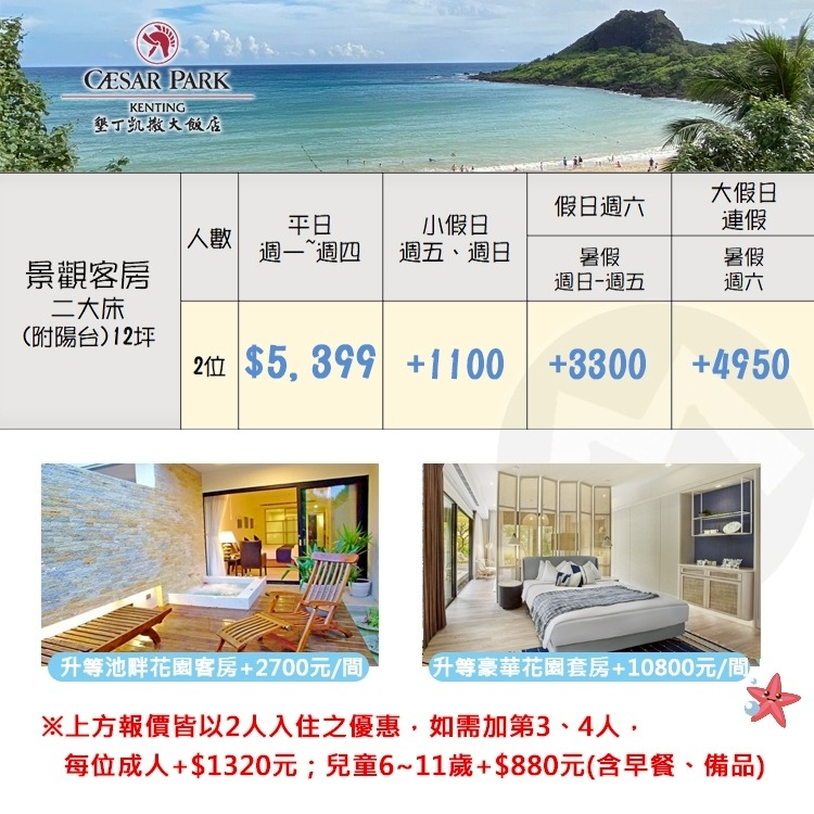 【瑪利歐旅遊網】墾丁~凱撒大飯店『景觀兩大床+2客早餐+泳池+設施』獨特峇里島南洋風情！-細節圖2