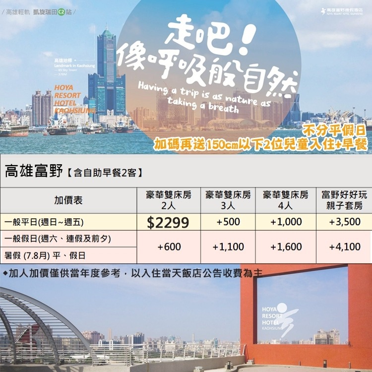 【瑪利歐旅遊網】免費升等二中床(加碼送2位兒童入住含早餐)高雄市前鎮區．富野集團『豪華雙床房含2客早餐』-細節圖2