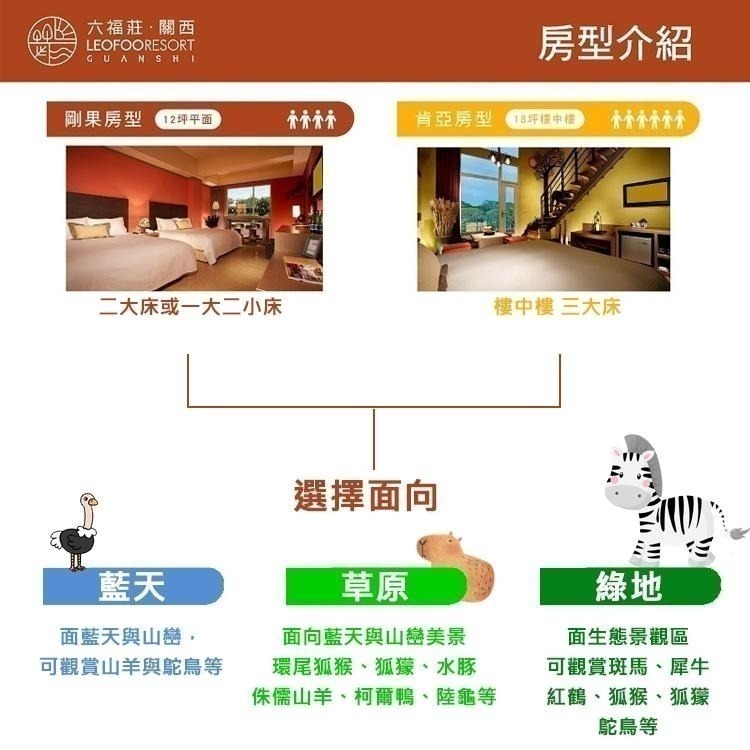 2大2幼兒【瑪利歐6/30前限量升等肯亞樓中樓】 關西六福莊『住宿乙晚+2客早餐＋六福村門票2張+非洲探險門票2張』-細節圖8