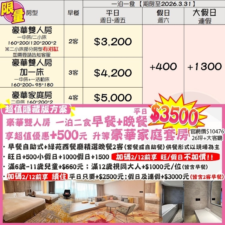 【瑪利歐旅遊網】(隱藏版方案+500可升等套房喔)花蓮美侖大飯店全新裝潢【各房型住宿乙晚+自助式早餐】-細節圖2