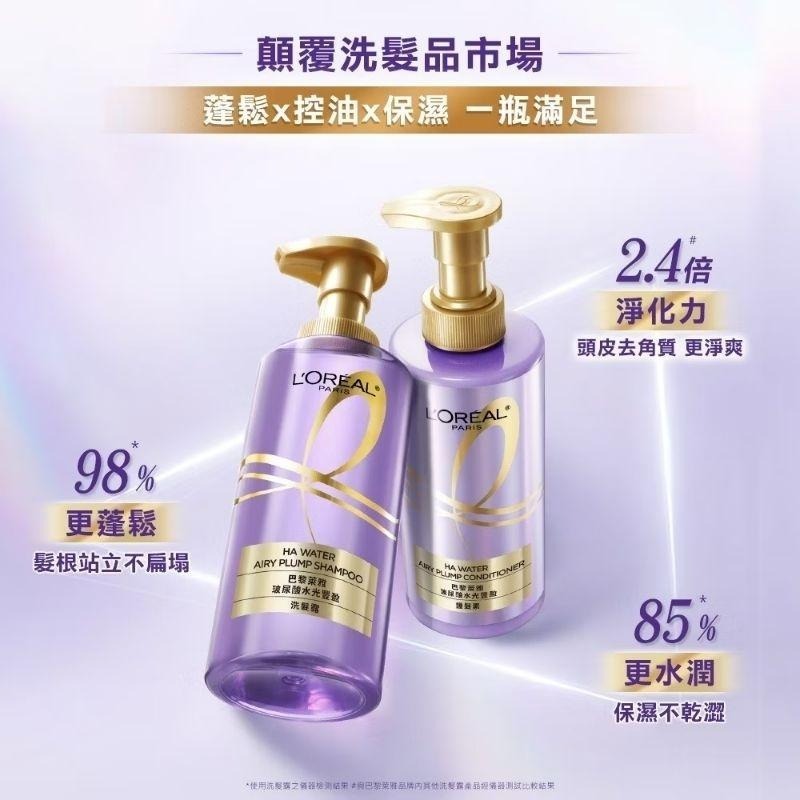 （全新買一送一）巴黎萊雅 loreal 玻尿酸水光豐盈洗髮露 440ml-細節圖3