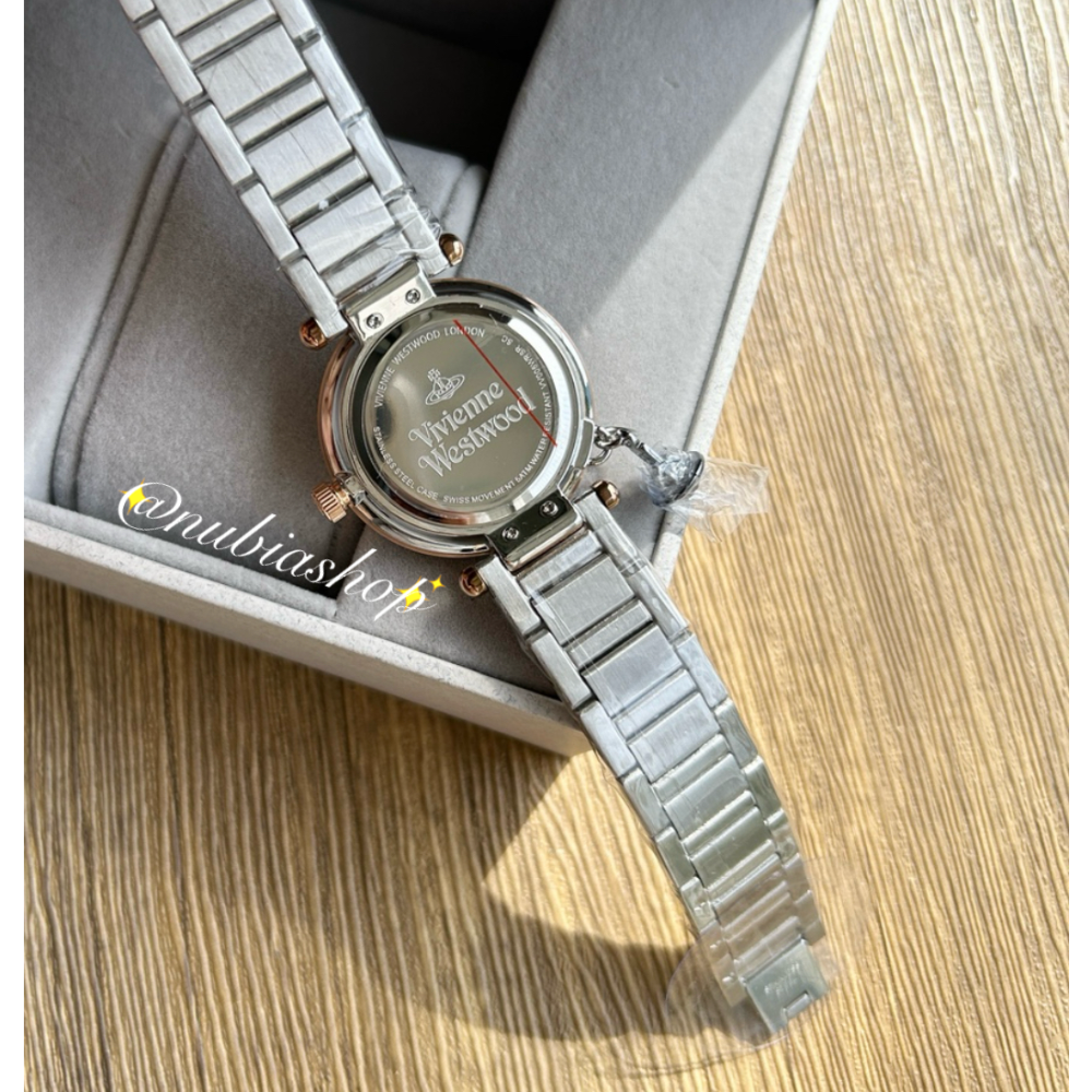 Vivienne Westwood 晶鑽土星錶盤 星球吊墜 銀色鋼帶 女錶 VV006SLSL-細節圖4