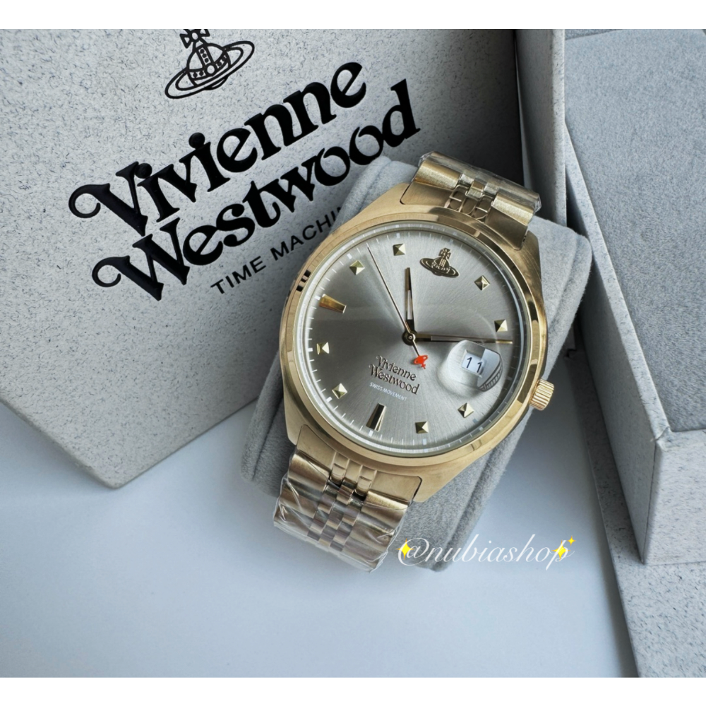 Vivienne Westwood 金色鋼帶 灰色錶面 氣質女錶 VV261GYGD-細節圖2