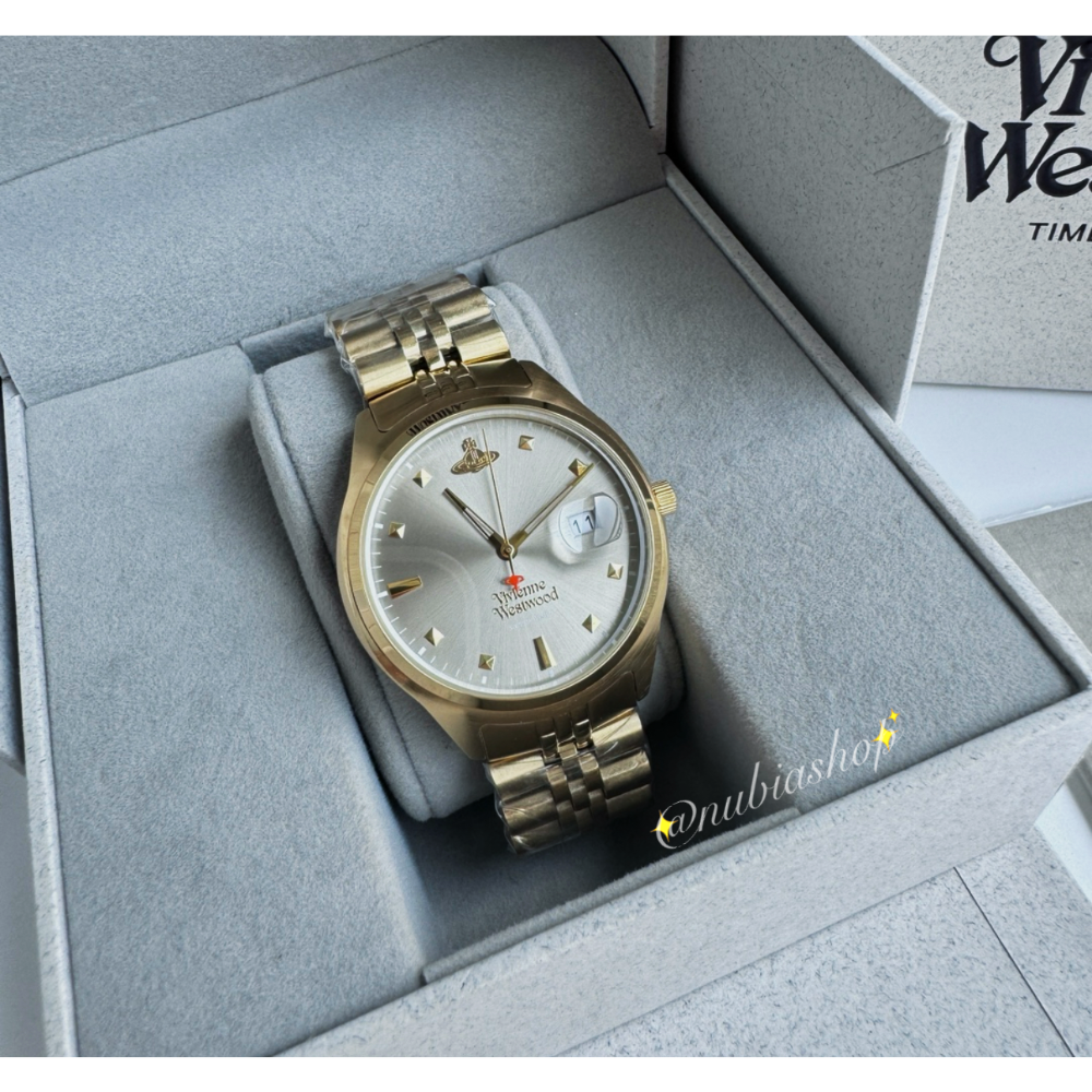 Vivienne Westwood 金色鋼帶 灰色錶面 氣質女錶 VV261GYGD-細節圖3