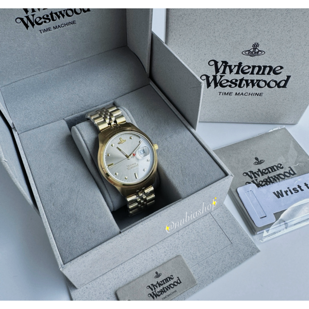 Vivienne Westwood 金色鋼帶 灰色錶面 氣質女錶 VV261GYGD-細節圖6