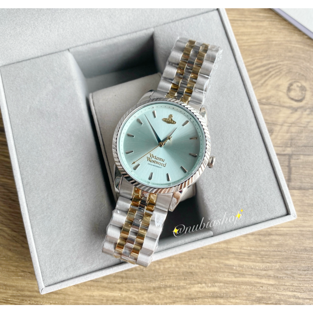 Vivienne Westwood 薇薇安 西太后 冰藍面 鋼帶 女錶 VV240LGRSG-細節圖3