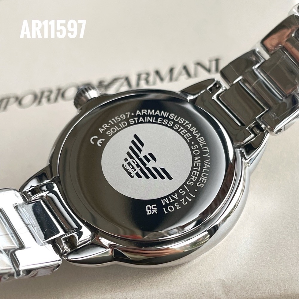 阿瑪尼 Emporio Armani 晶鑽圈 藍面鋼帶女錶 AR11597-細節圖3