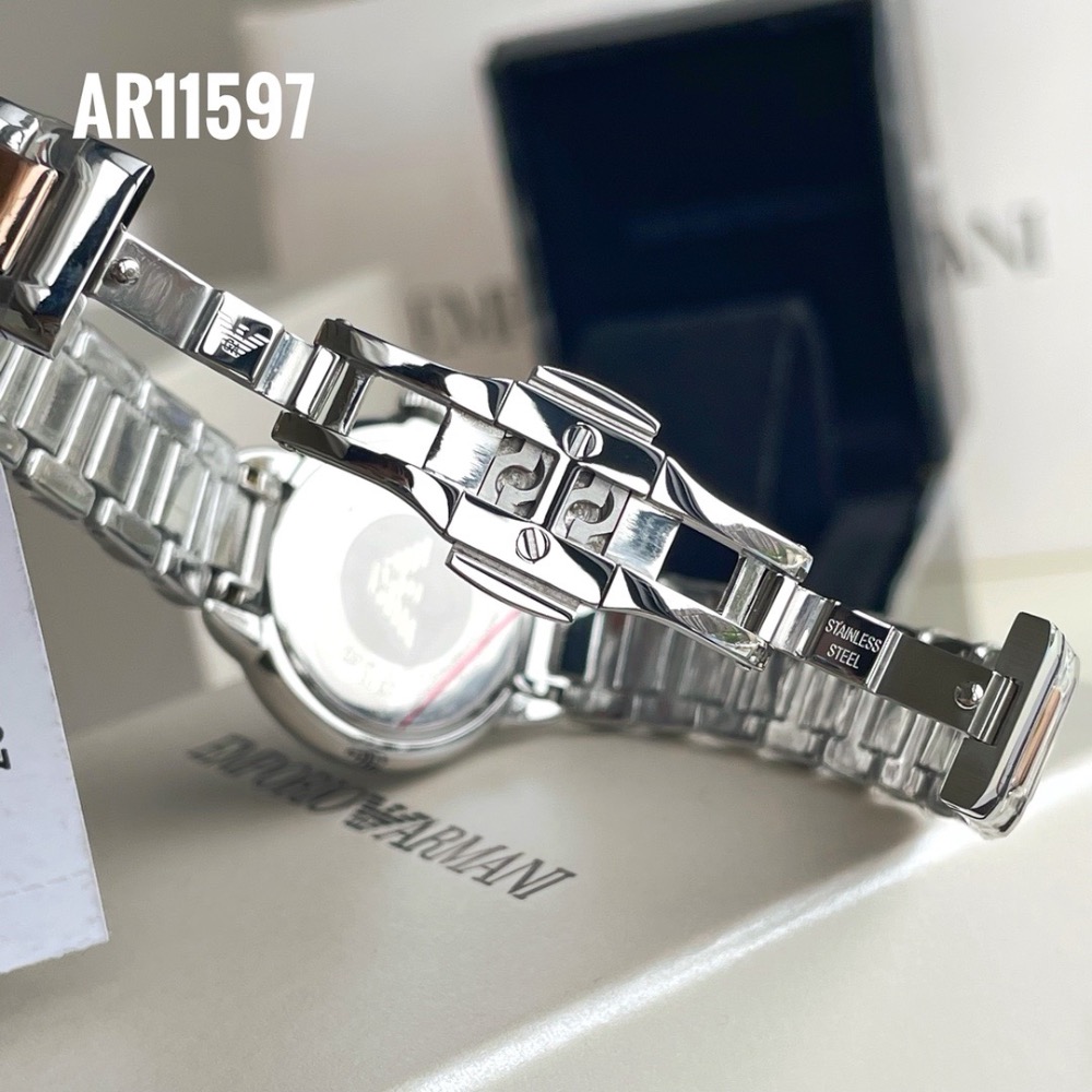 阿瑪尼 Emporio Armani 晶鑽圈 藍面鋼帶女錶 AR11597-細節圖4