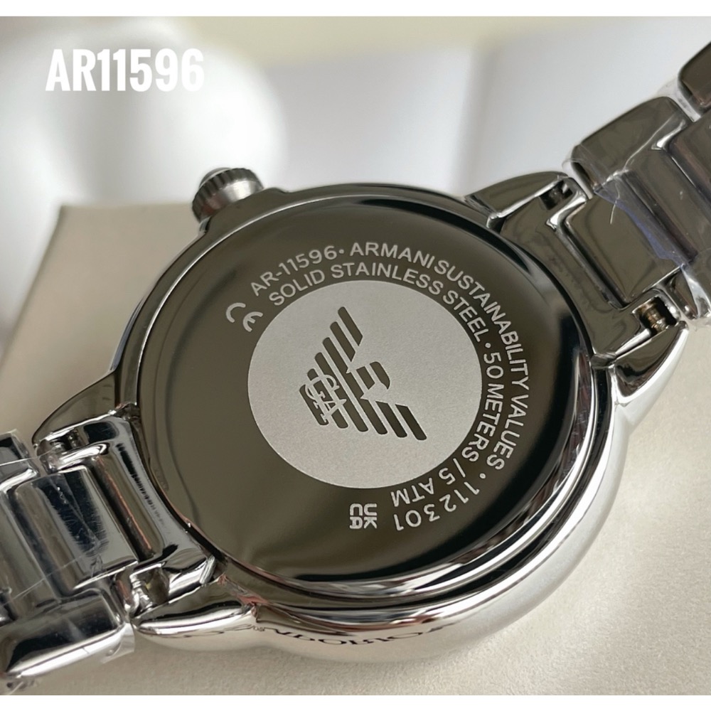 阿瑪尼 Emporio Armani 晶鑽圈 珍珠母貝錶盤鋼帶 女錶 AR11596-細節圖4