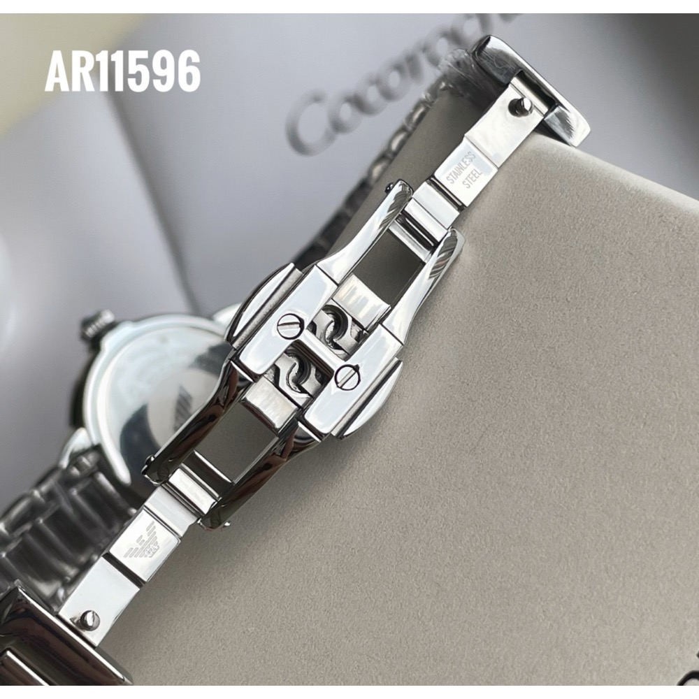 阿瑪尼 Emporio Armani 晶鑽圈 珍珠母貝錶盤鋼帶 女錶 AR11596-細節圖5