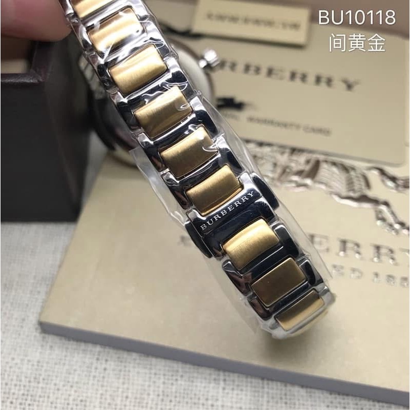 Burberry 格紋錶盤 金/銀雙色鋼帶 女錶 BU10118-細節圖5