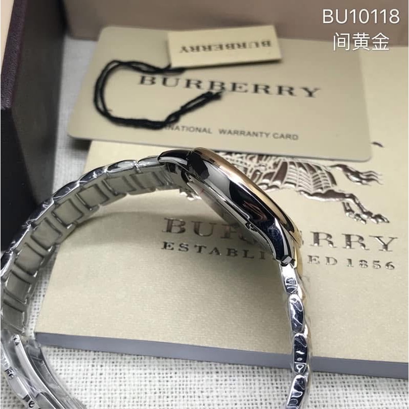 Burberry 格紋錶盤 金/銀雙色鋼帶 女錶 BU10118-細節圖7
