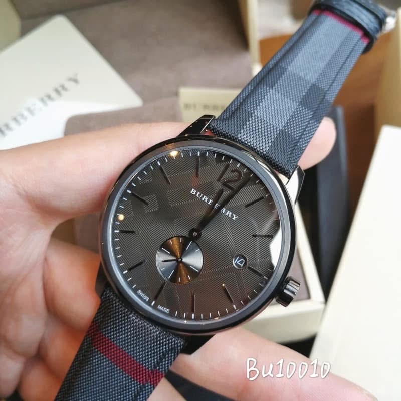 Burberry 灰色錶盤 格紋皮帶 戰馬男錶 BU10010-細節圖2