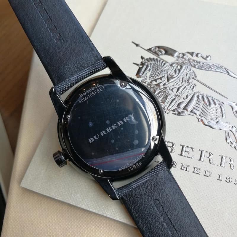 Burberry 灰色錶盤 格紋皮帶 戰馬男錶 BU10010-細節圖5