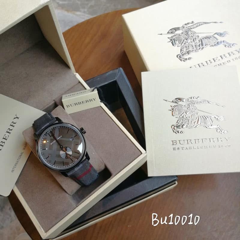 Burberry 灰色錶盤 格紋皮帶 戰馬男錶 BU10010-細節圖7