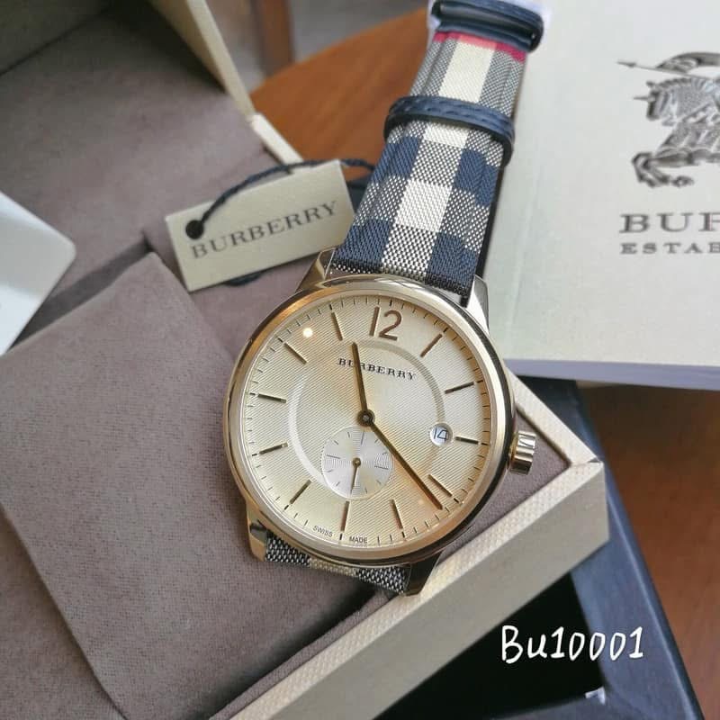 Burberry 獨立小秒盤 格紋皮錶帶 戰馬男錶 BU10001-細節圖6