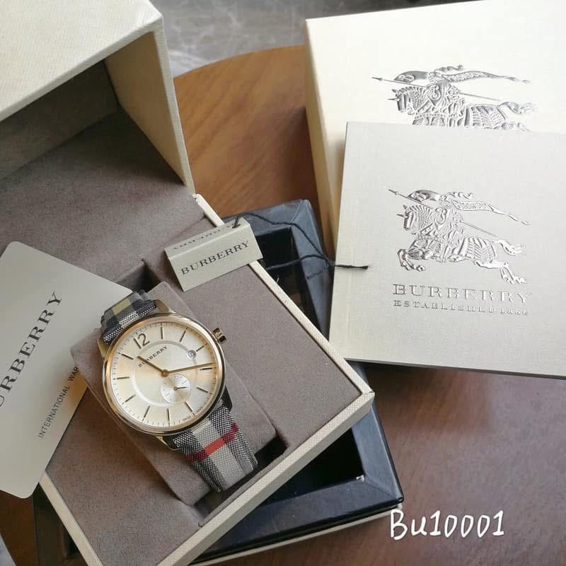 Burberry 獨立小秒盤 格紋皮錶帶 戰馬男錶 BU10001-細節圖7