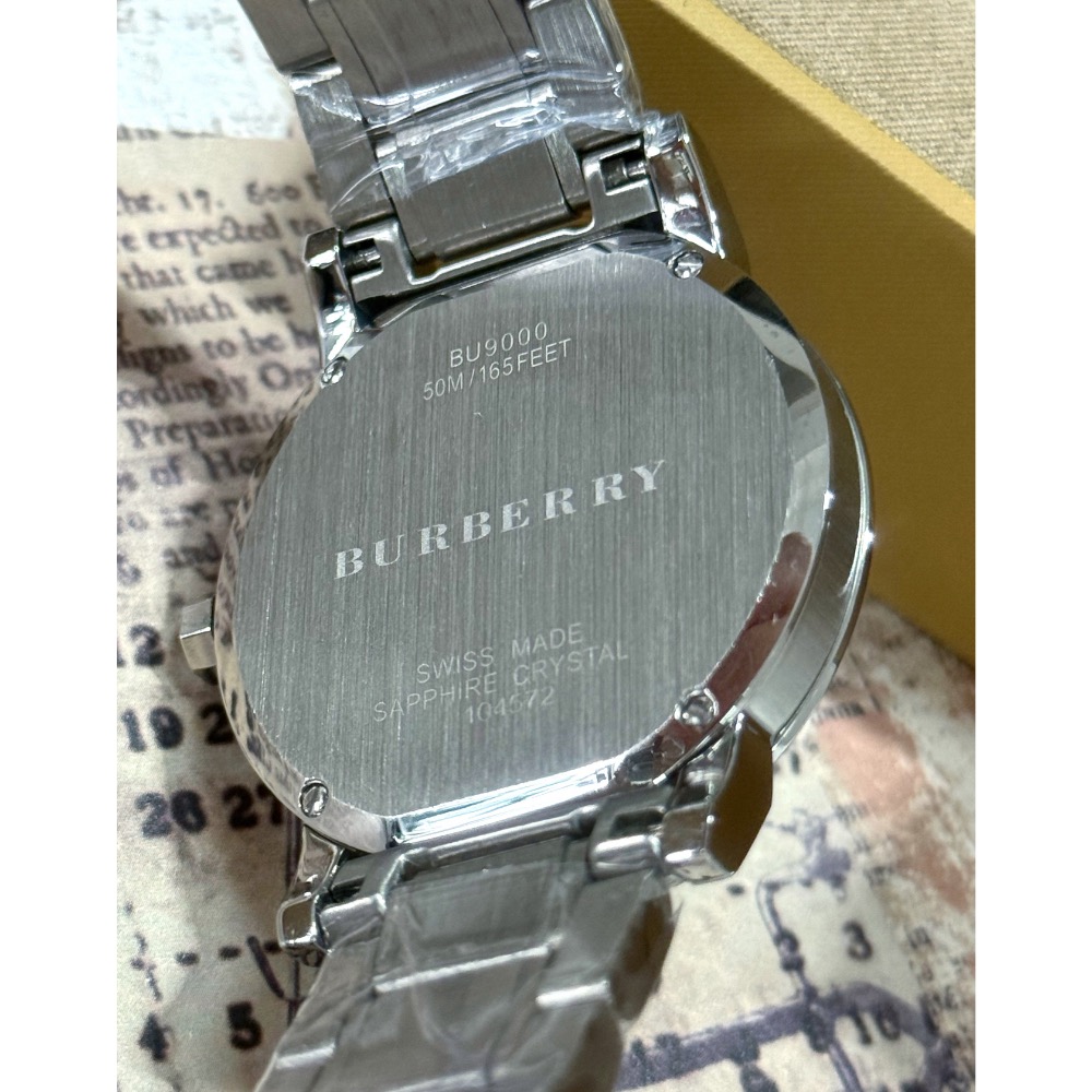 Burberry 格紋錶盤 銀色鋼帶 38mm 戰馬男錶 BU9000-細節圖4
