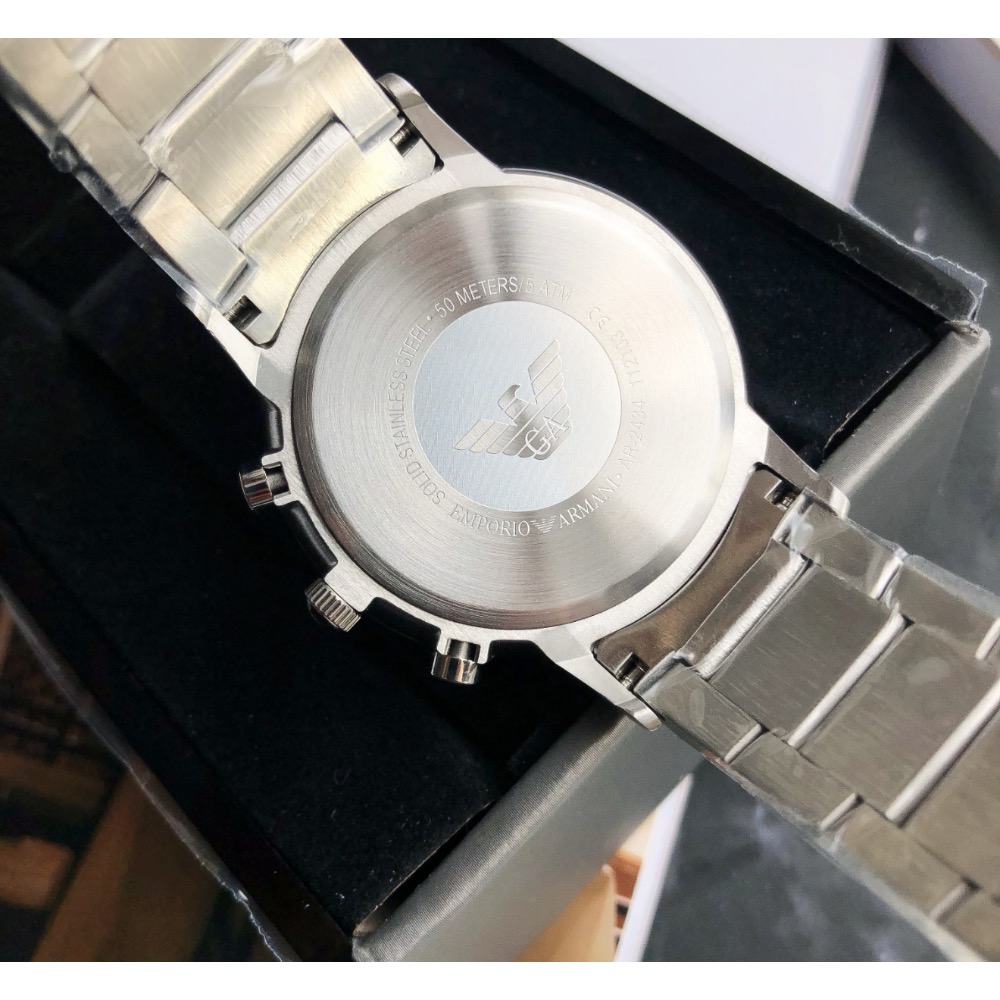 Emporio Armani 黑面鋼帶 AR2434 阿瑪尼男錶 43mm-細節圖4