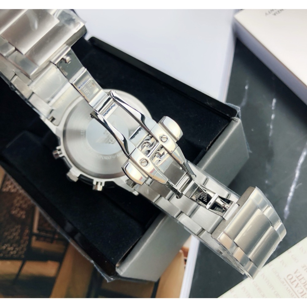 Emporio Armani 黑面鋼帶 AR2434 阿瑪尼男錶 43mm-細節圖6