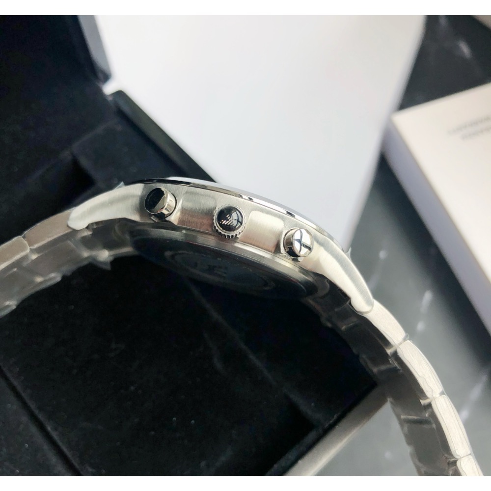 Emporio Armani 黑面鋼帶 AR2434 阿瑪尼男錶 43mm-細節圖7