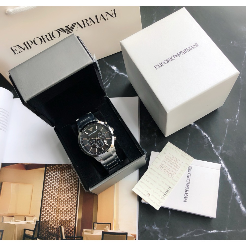 Emporio Armani 黑面鋼帶 AR2434 阿瑪尼男錶 43mm-細節圖8