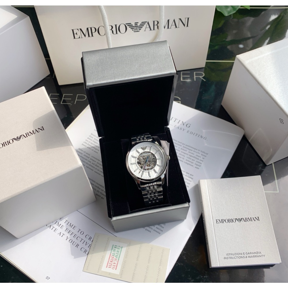 Emporio Armani 鏤空面盤 鋼帶 AR1945 阿瑪尼 自動上鍊機械錶-細節圖9